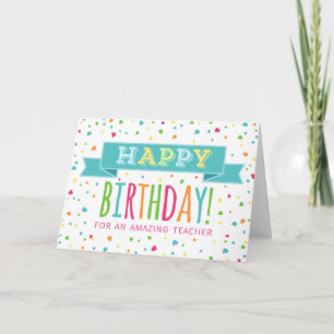 Colorful Confetti Teacher Birthday Card Karte