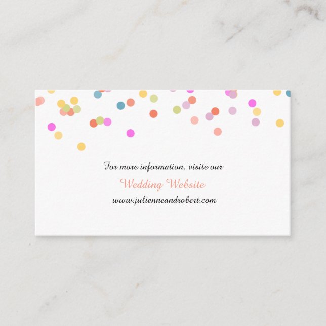 Colorful Confetti Wedding Website Card Begleitkarte (Vorderseite)