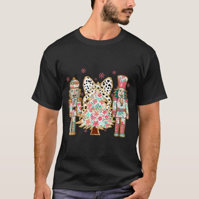 Colorful Coquette Bow Floral Nutcracker Christmas  T-Shirt (Vorderseite)