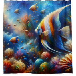 "Colorful Coral Reef Angelfish Art" Duschvorhang