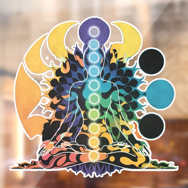 Colorful Cosmic Chakra Meditation Spiritual Energy Fensteraufkleber (Blatt 2)