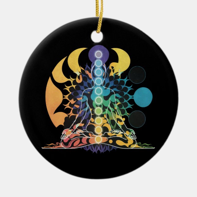 Colorful Cosmic Chakra Meditation Spiritual Energy Keramik Ornament (Vorne)