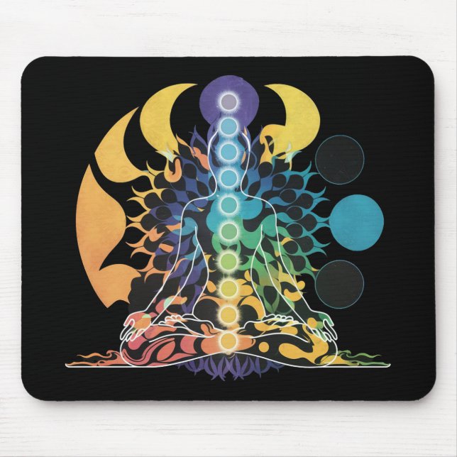 Colorful Cosmic Chakra Meditation Spiritual Energy Mousepad (Vorne)
