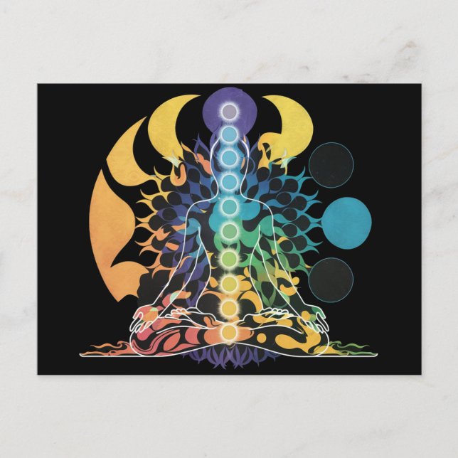 Colorful Cosmic Chakra Meditation Spiritual Energy Postkarte (Vorderseite)