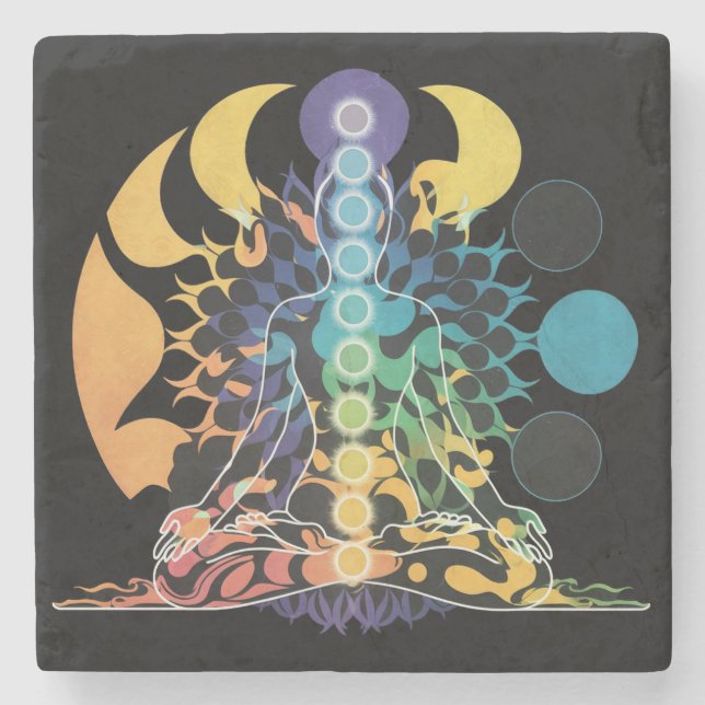 Colorful Cosmic Chakra Meditation Spiritual Energy Steinuntersetzer (Vorderseite)