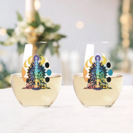 Colorful Cosmic Chakra Meditation Spiritual Energy Weinglas Ohne Stiel