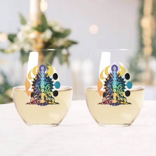 Colorful Cosmic Chakra Meditation Spiritual Energy Weinglas Ohne Stiel (Insitu (Hochzeit))