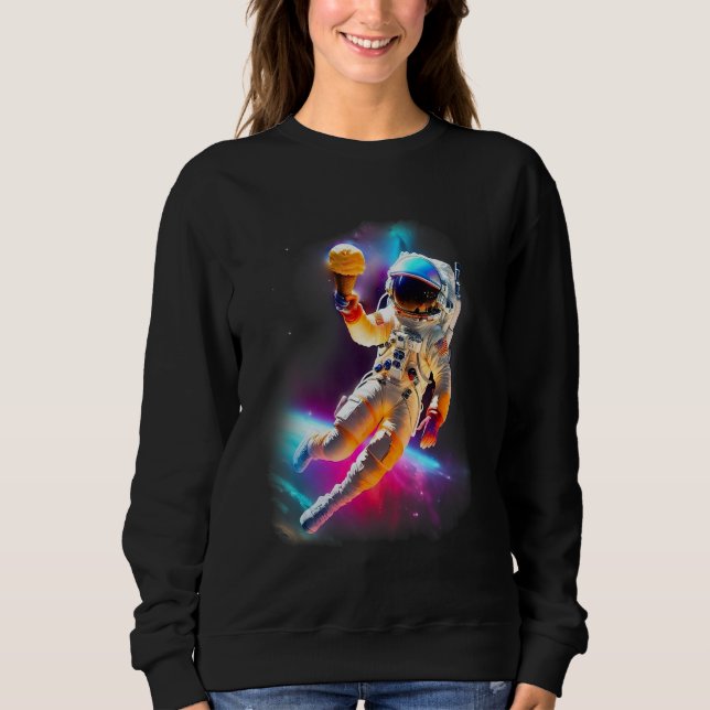Colorful Cosmic Ice Cream Astronaut Sweatshirt (Vorderseite)