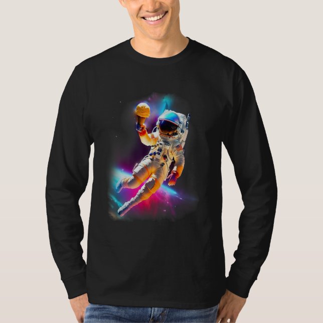 Colorful Cosmic Ice Cream Astronaut T-Shirt (Vorderseite)