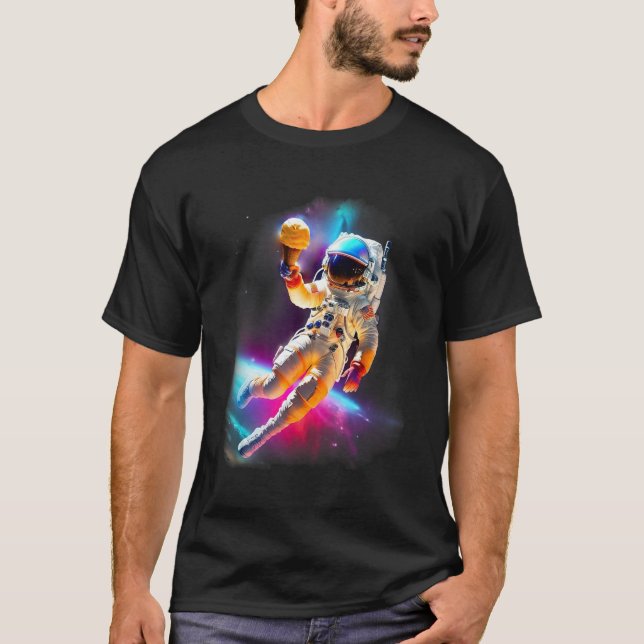 Colorful Cosmic Ice Cream Astronaut T-Shirt (Vorderseite)