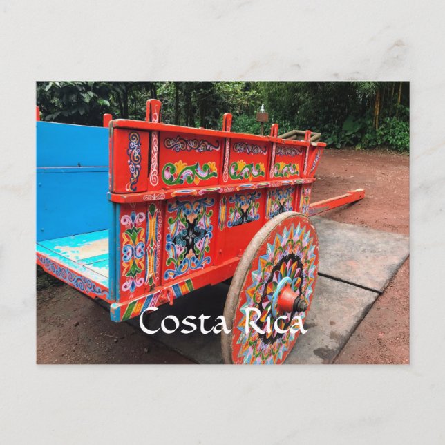 Colorful Costa Rica Oxcart Postcard Postkarte (Vorderseite)