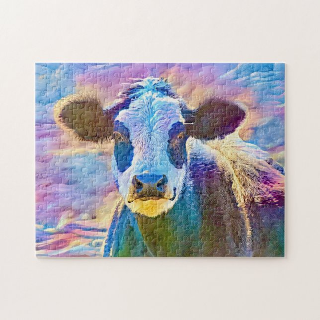 Colorful Cow Art Puzzle (Horizontal)