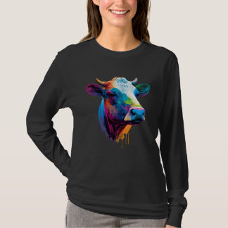 Colorful Cow Painting  Farmer or Fam Animal T-Shirt