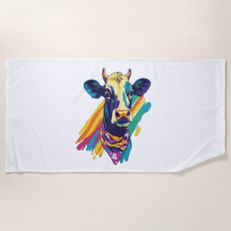 Colorful Cow Png, Rainbow Cow Design Png Strandtuch