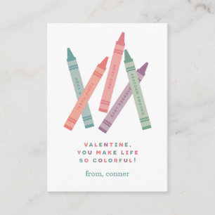 Colorful Crayons Classroom Valentine Card Begleitkarte