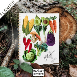 Colorful Crochet Gemüsemushroom Collage Name Planer