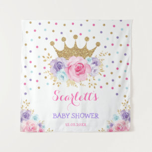 Colorful Crown Princess Royal Baby Shower Girl Wandteppich