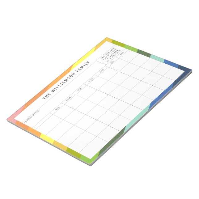 Colorful Custom Family Planner Calendar Notizblock (angewinkelt)