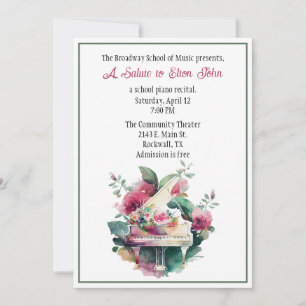 Colorful Custom Piano Recital Invitation Einladung