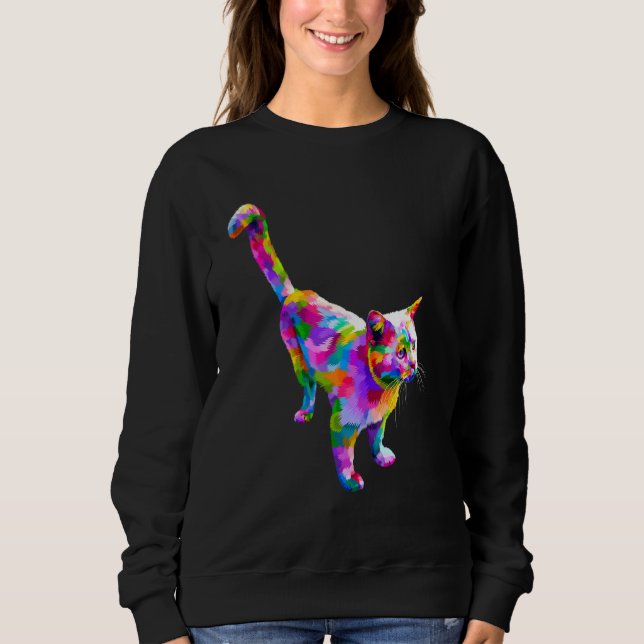 Colorful Cute Cat Graphic 2 Sweatshirt (Vorderseite)