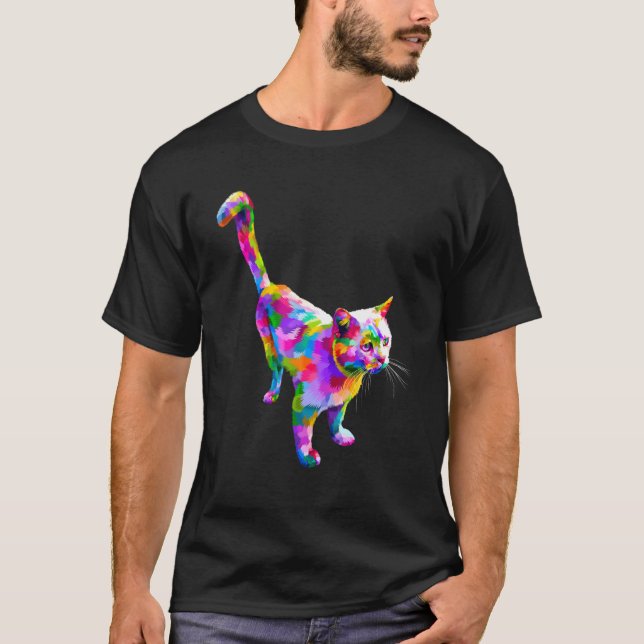 Colorful Cute Cat Graphic 2 T-Shirt (Vorderseite)