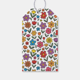 Colorful Cute Spring Flowers Gift Tag Geschenkanhänger