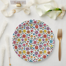 Colorful Cute Spring Flowers Paper Plates Pappteller