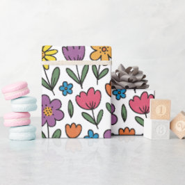 Colorful Cute Spring Flowers Wrapping Paper Roll Geschenkpapier
