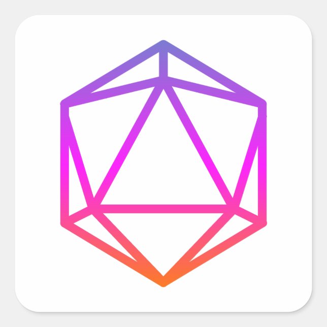 Colorful D20 Dice Quadratischer Aufkleber (Vorderseite)