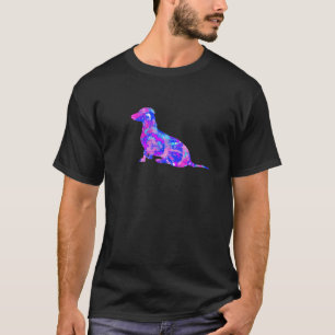 Colorful Dachshund Hippie Dog Retro Puppy for Men  T-Shirt