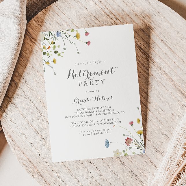 Colorful Dainty Wild Blume Pensionskino Party Einladung (Von Creator hochgeladen)