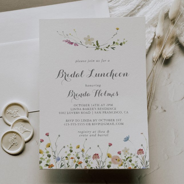 Colorful Dainty Wild Bridal Luncheon Brautparty Einladung (Von Creator hochgeladen)