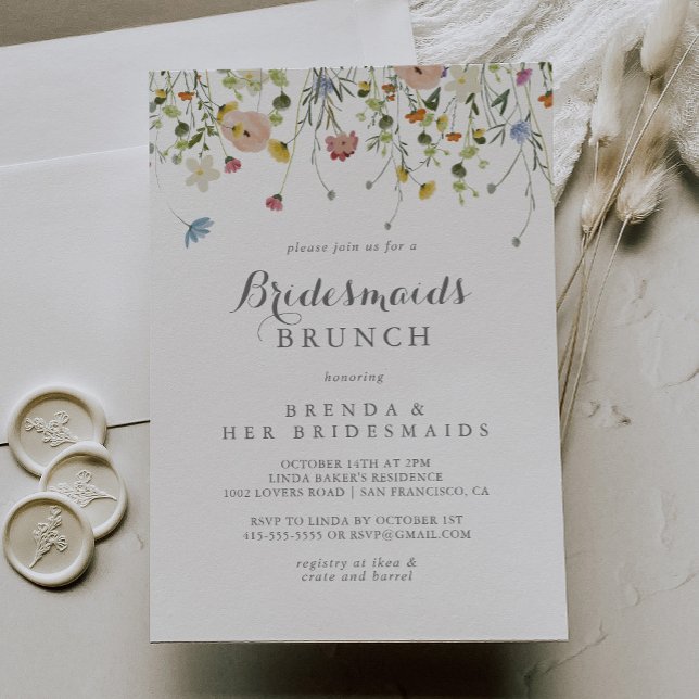 Colorful Dainty Wild Bridesmaids Brunch Dusche Einladung (Von Creator hochgeladen)