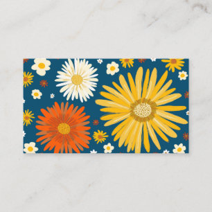 Colorful Daisies Deep Blue Visitenkarte