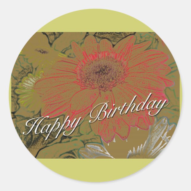 Colorful Daisies Happy Birthday Sticker (Vorderseite)