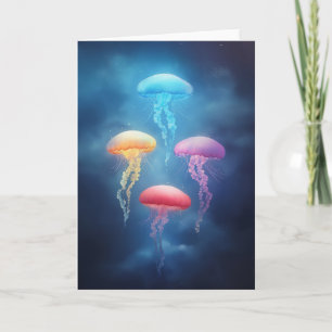 Colorful Dancing Jellyfish Karte