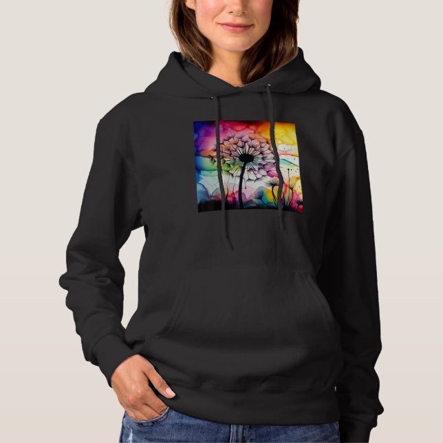 Colorful dandelion watercolor optics blowball hoodie (Vorderseite)