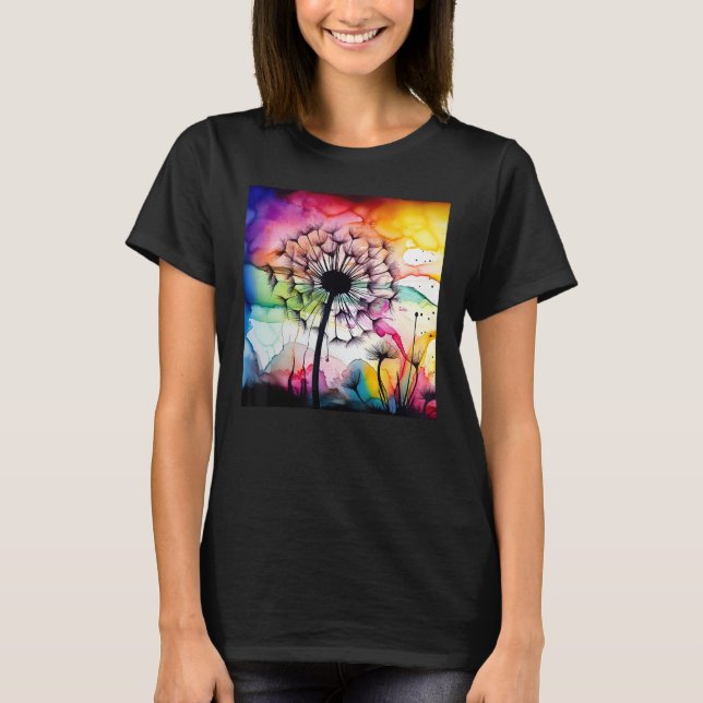 Colorful dandelion watercolor optics blowball T-Shirt (Vorderseite)
