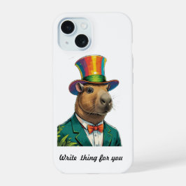 Colorful Dapper Capybara Top Hat iPhone 15 Case Hülle