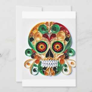 cOLORFUL dAY oF tEAD Blume sKULL QUILLING ART Feiertagskarte