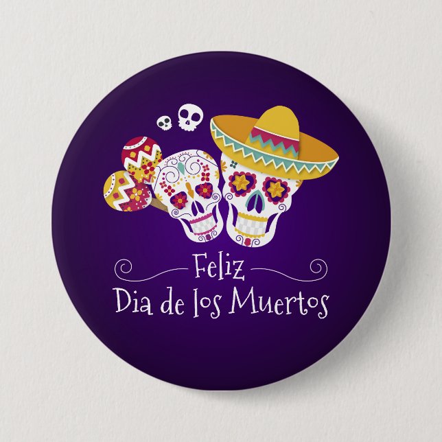 Colorful Dia de los Muertos | Button (Vorderseite)