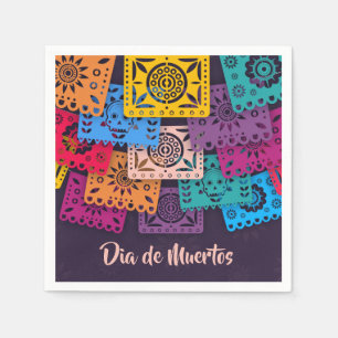 Colorful Dia de Muertos Banners Serviette