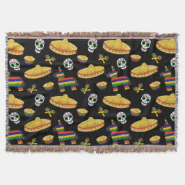 Colorful Día de Muertos Mexican Fiesta Throw Blank Decke