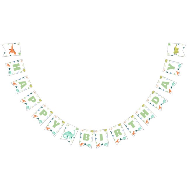 Colorful Dinosaur Birthday Bunting Dino Party Wimpelkette (Alle)