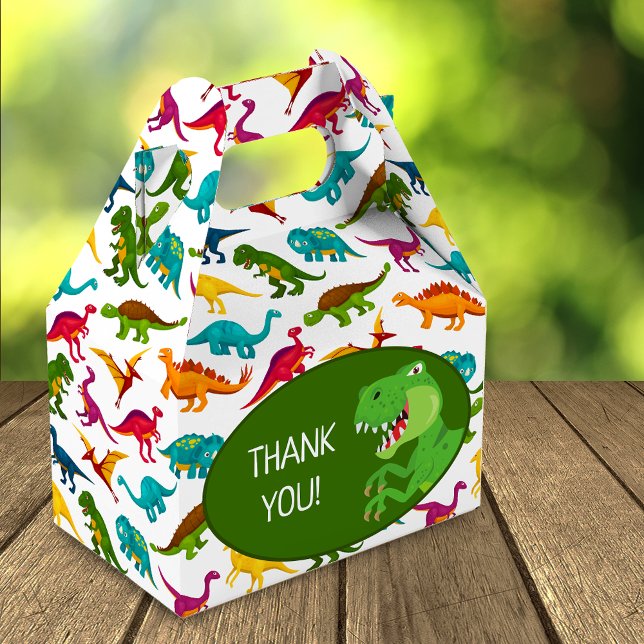Colorful Dinosaur Pattern T-Rex Birthday Party Geschenkschachtel (Von Creator hochgeladen)
