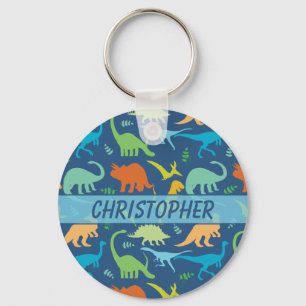 Colorful Dinosaur Pattern to Personalize Schlüsselanhänger