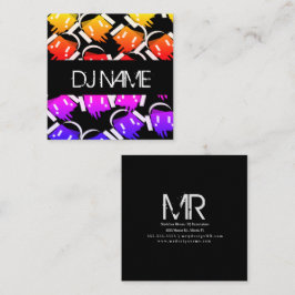 Colorful DJ Business Music Producer Neon Quadratische Visitenkarte