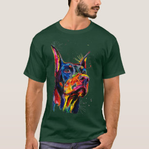 Colorful Doberman Dog Lover Vater Mama Boy Girl T-Shirt