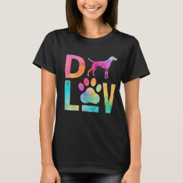 Colorful Dog Love Paw Watercolor Art T-Shirt