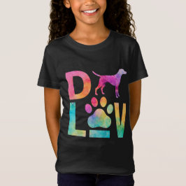 Colorful Dog Love Paw Watercolor Art T-Shirt